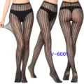 Sexy gestreifte Netz-Strumpfhose für Damen, hochelastische Fischernetze Strümpfe und Hosen. - Einheitsgröße / BC-6001 Schwarz