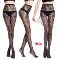 Sexy women black fishnet tights high waist hollow out floral mesh pantyhose hosiery new - One Size / BC-6003 Wheel Pattern