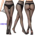 Sexy black fishnet pantyhose for women, high waist large mesh jacquard tights and lingerie. - One Size / BC-6018 Black
