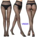 Women sexy black fishnet tights high waist large mesh hollow out hosiery detail view - One Size / BC-6020 Black