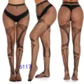 Halloween black fishnet tights bone pattern pantyhose party hosiery spooky spiderweb style wear - One Size / BC-6049