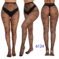 Black Halloween fishnet pantyhose spiderweb pattern alternative party hosiery styles - One Size / BC-6057