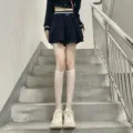Femmes chaussettes hautes blanches JK uniforme jolies bas mode bonneterie vêtements de loisirs - Taille unique / Mi-bas transparents BC-6204 blanc