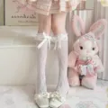Χαριτωμένες κάλτσες γονάτου με δαντέλα Lolita για γυναίκες, φιόγκος μαργαριτάρι. - Στυλ Jacquard Πεταλούδα Μαργαριτάρι / Μαύρο