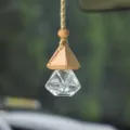 Ciondolo per profumo auto bottiglia di vetro diamante con tappo in legno decorazione auto - Cotone lurex
