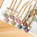 Detailed close-up of colorful polymer clay car perfume bottles with hanging lanyards. - Flat Round Style / Beige Cord Flat Round