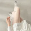 White polka dot sheer pantyhose for women, ultra thin elastic cute tights for daily wear. - One Size / BC-6139 Cream White Stockings with Black Polka Dots