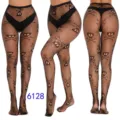 Halloween skull fishnet pantyhose high waist gothic black stockings party clubwear socks - One Size / BC-6071