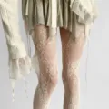 Französische spitze Jacquard Netzstrumpfhose Damen Y2K Stil atmungsaktive Strümpfe Sommer - Einheitsgröße / BC-5105 Blütencluster Weiß