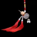 Double tassel gourd car pendant wooden hanging ornament interior decorative accessory gift. - Bright Red
