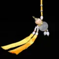 Double tassel perfume gourd car hanging ornament wooden resin crystal beaded interior decor - Yellow