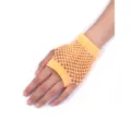 Short yellow fishnet gloves fingerless stretch mesh rave party costume accessories - BC-6501 Orange