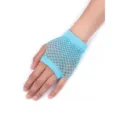 Light blue short fishnet gloves, stretchy fingerless mesh gloves for party and night club. - BC-6501 Light Blue