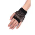 Black fishnet fingerless gloves short stretchy mesh gloves party nightclub costume - Black