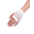 White short fishnet gloves, sexy elastic mesh fingerless gloves for party and Halloween costumes. - BC-6501 White