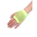 Neon yellow fishnet fingerless gloves short stretchy mesh gloves for party and Halloween style - BC-6501 Fluorescent Green