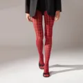 Women red fishnet tights vintage houndstooth lace hollow hosiery sexy mesh pantyhose - Houndstooth (BC-5109) / Simple Pack (White Card + OPP) / Burgundy