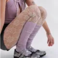 Retro floral lace fishnet tights Y2K gothic hosiery with purple leg warmers and silver shoes. - Dark Floral (BC-6208) / Simple Pack (White Card + OPP) / White
