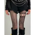 Black vintage hollow lace jacquard fishnet stockings Y2K sexy tights for women daily wear - Hollow Jacquard (BC-6193) / Simple Pack (White Card + OPP) / Black