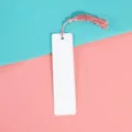 Blank metal DIY bookmark with colorful tassel for students reading and creative gifts supplies. - 12x3.8cm 0.45mm Single-Sided / Pink