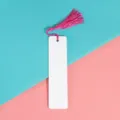 Blank DIY Bookmark with Pink Tassel, Colorful Fringe for Reading and Student Gifts - 12x3.8cm 0.45mm Single-Sided / Rose Red