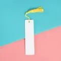 Blank white bookmark with yellow tassel, DIY craft stationery accessory for student reading. - 12x3.8cm 0.45mm Single-Sided / Yellow