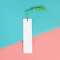 Blank metal aluminum bookmark with green tassel DIY craft reading student gift accessories - 12x3.8cm 0.45mm Single-Sided / Dark Green
