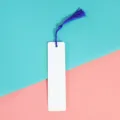 Blank white paper or metal bookmark with vibrant blue tassel for DIY crafts and reading books. - 12x3.8cm 0.45mm Single-Sided / Dark Blue