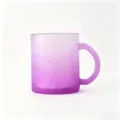 Taza de vidrio esmerilado morado degradado con asa, taza elegante para sublimación. - 301-400ml / Púrpura