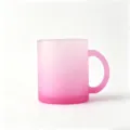 Taza de vidrio esmerilado degradado por sublimación con asa, taza de café rosa personalizada. - 301-400ml / Rosa rojo