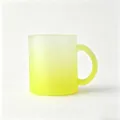 Taza de vidrio esmerilado con degradado por sublimación y asa, taza de agua DIY amarilla. - 301-400ml / Amarillo