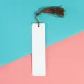 Blank metal aluminum bookmark DIY craft with colorful tassel for student reading book gift - 12x3.8cm 0.45mm Single-Sided / Coffee