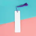 Blank aluminum metal bookmark with purple tassel DIY crafting reading book page marker SKU - 12x3.8cm 0.45mm Single-Sided / Purple
