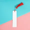 Blank metal bookmark with red tassel DIY craft reading accessory for students and book lovers. - 12*3.8cm 0.45mm Single Sided / Large Chinese Knot Red