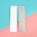 Blank metal aluminum DIY bookmark variant, smooth surface with top hanging hole for student reading. - Single-Sided Style / 12x3.8cm 0.45mm Single-Sided / White