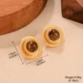 Vue détaillée des boucles d'oreilles œil-de-tigre, diamètre 1.6cm et poids 4.55g - Style Rond Texture Oeil de Tigre (2-8518H-4800)