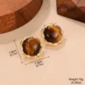 Gros plan de boucles d'oreilles vintage en œil de tigre, 1,8 cm et 10 g. - Style Disque Rond Classique (2-19961B-5500)