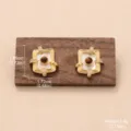 Boucles d'oreilles carrées rétro avec œil de tigre brun et monture dorée détaillée - Cadre Carré en Strass (2-19754-6800)