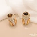 Détails de boucles d'oreilles vintage en œil de tigre doré avec accents de cristaux - Boucles d'Oreilles Strass Œil de Tigre Vintage en Forme d'Œil (E4-19337D-7000)