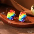 Detaillierte Maße und Gewicht der Emaille-Ohrstecker im Regenbogen-Ölgemälde-Stil - Bunter Farbverlauf Ölgemälde Kunst Ohrstecker (2-26633A-6500)