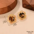 Pendientes vintage de ojo de tigre, acabado dorado, tamaño 1,9 cm y peso de 7,25 g - Estilo de Esfera Trenzada Dorada (2-22074C-6000)