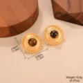 Détails des boucles d'oreilles vintage œil de tigre avec les dimensions et le poids. - Style Cercle Tissé (E4-18905D-4600)