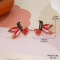 Λεπτομέρεια κόκκινων σκουλαρικιών πουλιών από σμάλτο με διαστάσεις 1,87cm και βάρος 2,9g - Σκουλαρίκια κολίμπρι