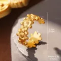 Detailansicht des goldenen Sonnenblumenrings aus Edelstahl mit Maßen und Gewichtsangaben - Sonnenblumenstil (STR-0030-1800) / Gold