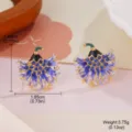 Detailed macro view of elegant blue enamel flower earrings with sparkling blue crystals - Blue White Gradient Crystal Flower Earrings