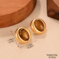 Detaillierte Größen und Gewichtsangaben für goldene Vintage-Ohrstecker mit Tigerauge. - Mattgold Oval Meliert Stil (E4-20968F-4500)