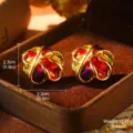 Detailed view of rainbow enamel stud earrings with dimensions and weight specs - Stereoscopic Rounded Earrings (2-27229A-6800)