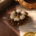 Vintage style flower brooch with white and marble brown petals and gold trim detail - Marble Pattern Rose Brooch (BR1-2352D-9500)