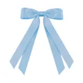 Elegant light blue satin bow hair clip featuring long flowing ribbons for a sweet aesthetic - 4cm Spring Clip / Sky Blue