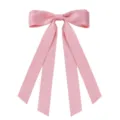 Detailed view of a sweet pink satin ribbon bow hair clip on a clean white background. - 4cm Spring Clip / Korean Pink